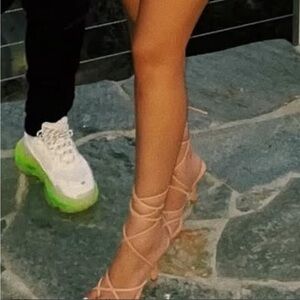 Nude strappy heels